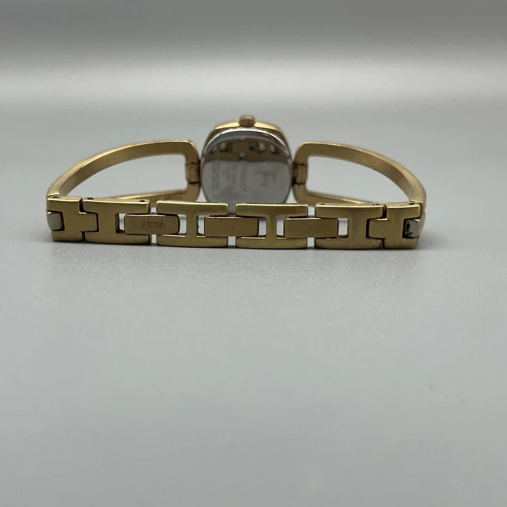 Fossil F2 Womens Watch 23mm Brown Dial Gold Tone ES-1257 New Battery 6.5